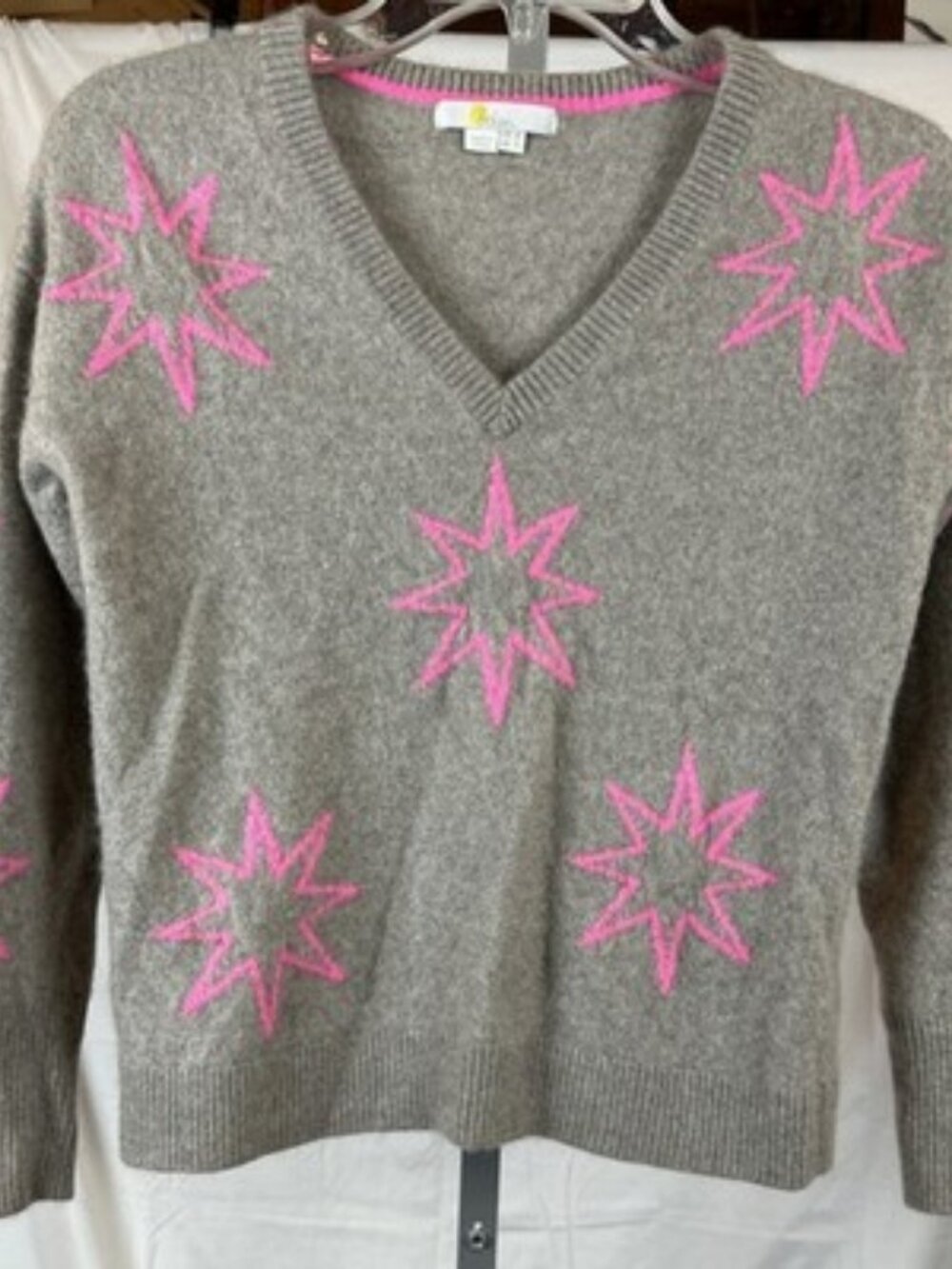 Boden Cashmere Sweater Scattered Sun Or 7 Point Star Pattern Size US 4 Very Soft